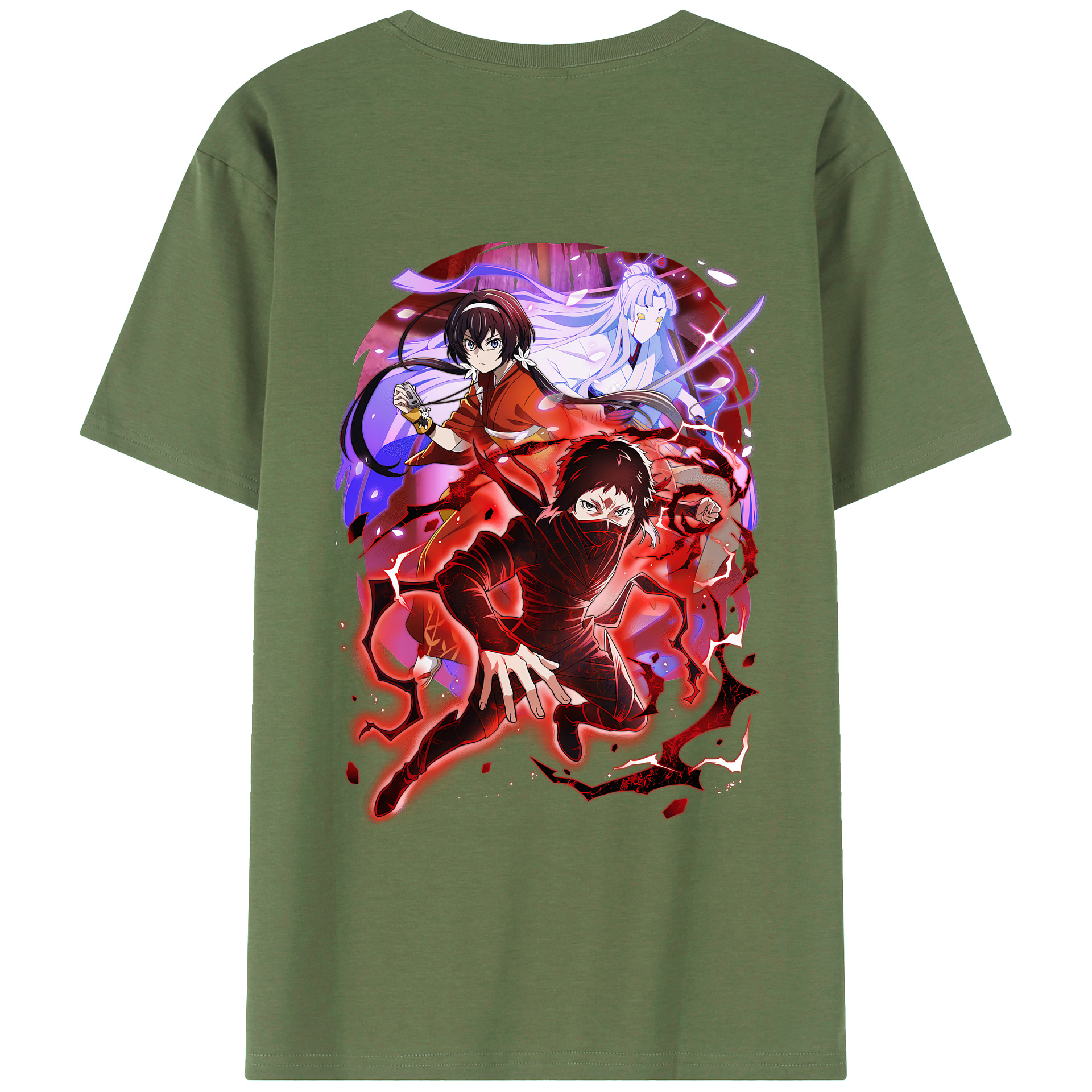 （画像用） 文豪ストレイドッグス Bungo Stray Dogs 綿100％ メンズ半袖Tシャツ（バックプリント） 通気性